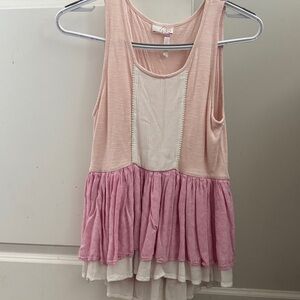 Pink and Cream Sleeveless Top